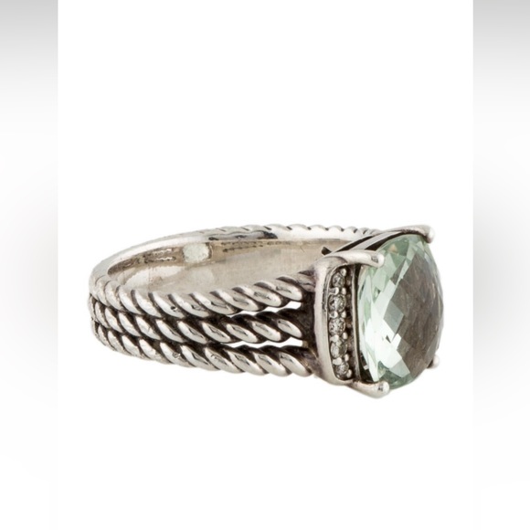 David Yurman Petite Wheaton Ring - Diamond and Prasiolite (size 6.75) - Picture 2 of 4